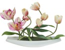 Декоративные цветы "Тюльпаны с орхидеями" на подставке, 39х16х26 см.