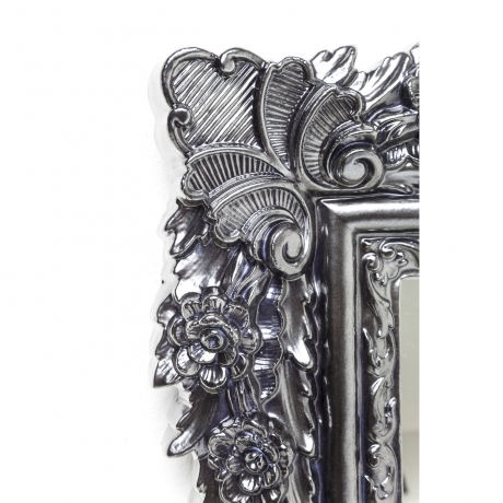 Зеркало Fiore, коллекция "Цветок" 89*109*7,5, Акрил, Сосна, Стекло, Серебряный