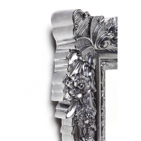 Зеркало Fiore, коллекция "Цветок" 89*109*7,5, Акрил, Сосна, Стекло, Серебряный