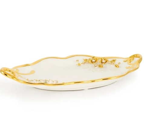 Поднос с ручками, 54x33x9 см. EMOZIONI, керамика, swarovski
