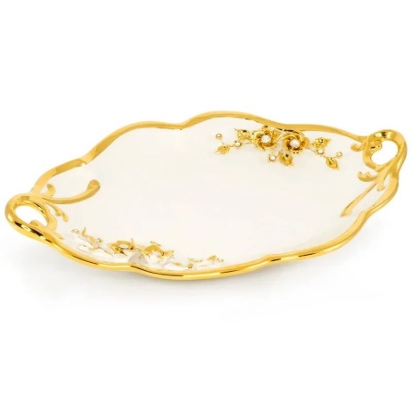Поднос с ручками, 54x33x9 см. EMOZIONI, керамика, swarovski