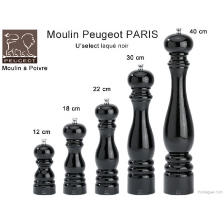 Мельница для соли Paris Peugeot, 22 см. чёрный лак