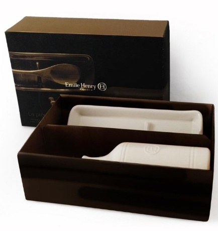 Подарочный набор Emile Henry: бутылка для масла и подставка под ложку (крем)