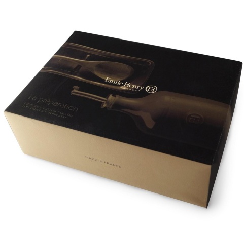 Подарочный набор Emile Henry: бутылка для масла и подставка под ложку (крем)