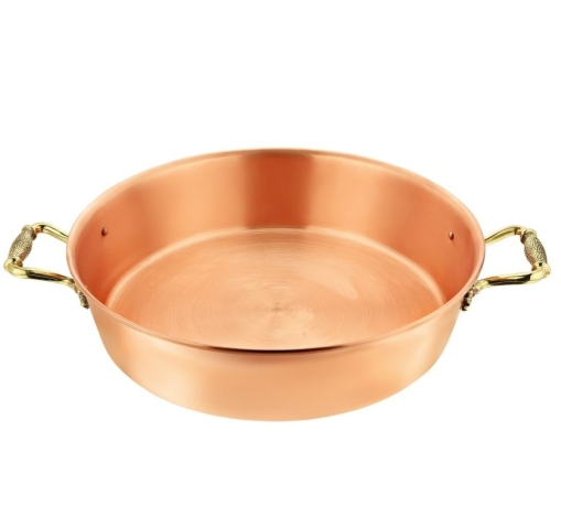 Таз, 4,5 л. медный с латун. ручк. "Лист"