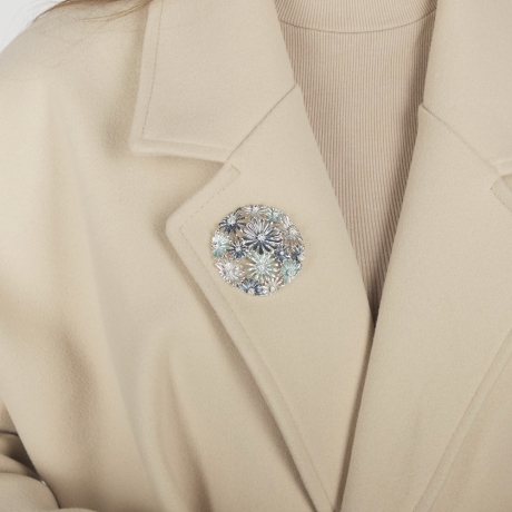 Брошь Хризантемы XZ0985.2 BW/S Shadore