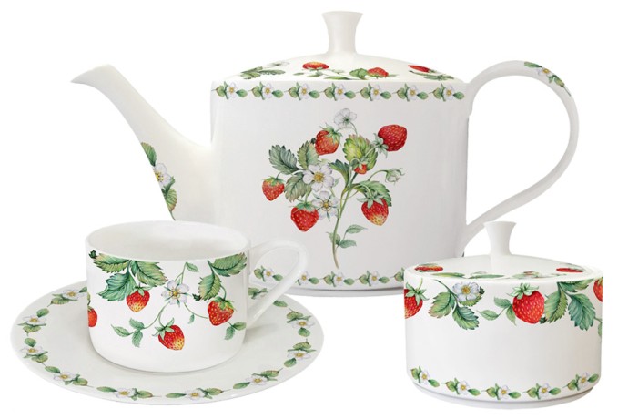 Чайный сервиз Земляничная поляна, 14 предметов, 6 персон Emily