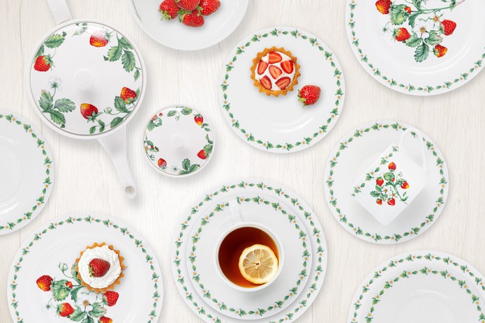 Чайный сервиз Земляничная поляна, 14 предметов, 6 персон Emily