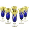 Бокалы для шампанского DINASTIA BLU, набор 6 шт, хрусталь синий/декор, золото 24К