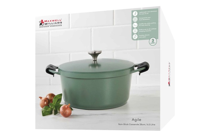 Кастрюля Agile, зелёная, 28 см, 6,3 л. Maxwell & Williams