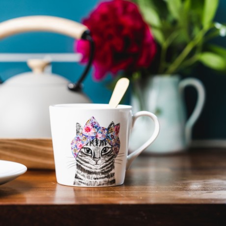 Кружка фарфоровая Mikasa Tipperleyhill с принтом кошки, 380 мл. Kitchen Craft