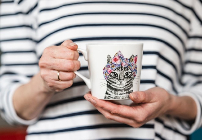 Кружка фарфоровая Mikasa Tipperleyhill с принтом кошки, 380 мл. Kitchen Craft