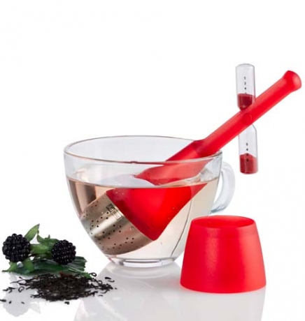 Ситечко для заваривания чая c часами AdHoc, красный