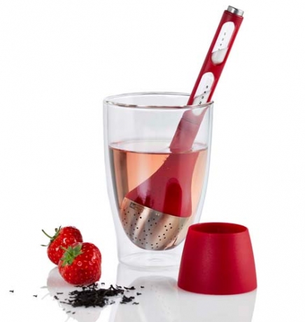 Ситечко для заваривания чая c часами AdHoc, красный