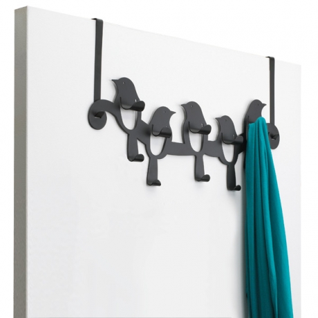 Вешалка надверная Birdseye, 10 крючков, черная, Umbra