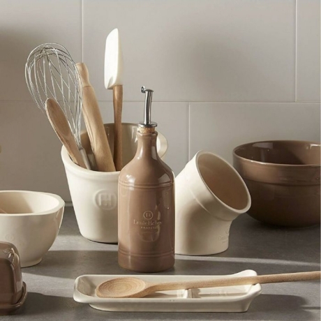 Набор Солонка, бутылка д/уксуса + подставка в подарок, цвет крем Emile Henry