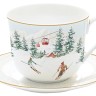 Пара чайная, 1 перс, 2 пр, 400 мл, фарфор P, белая, Лыжники в горах, Chalet, Easy Life