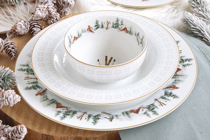 Пара чайная, 1 перс, 2 пр, 400 мл, фарфор P, белая, Лыжники в горах, Chalet, Easy Life