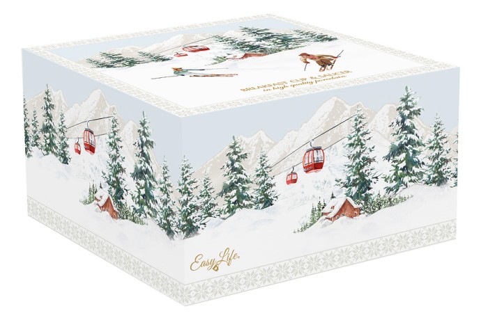 Пара чайная, 1 перс, 2 пр, 400 мл, фарфор P, белая, Лыжники в горах, Chalet, Easy Life