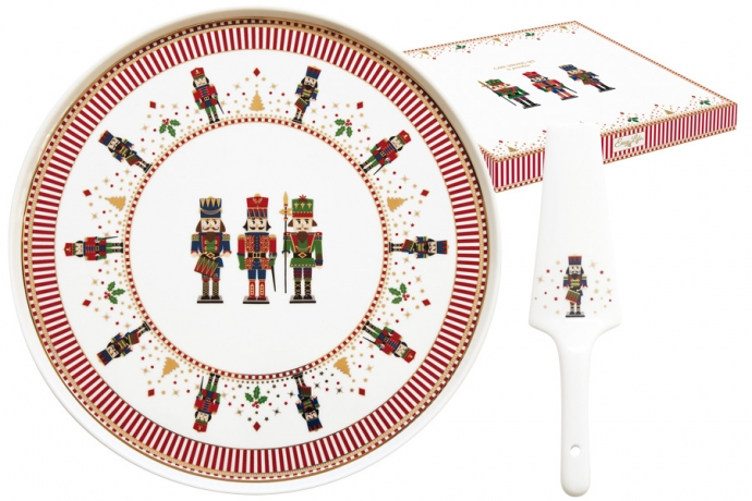 Блюдо для торта с лопаткой, 32 см. Щелкунчик Easy Life