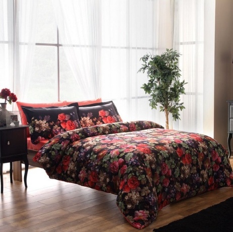 Комплект постельного белья TAC/SATIN DIGITAL /2 сп. DESPINA, V01-SIYAH, черный