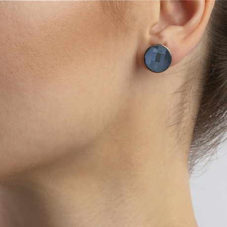 Пусеты pearl black agate A1184.4 BW/S Possebon