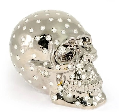 Череп, 24х15х18 см. PISTOLETTO, керамика, платина, swarovski