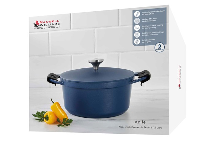 Кастрюля Agile, синяя, 24 см, 4,2 л. Maxwell & Williams