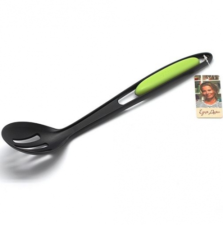 Ложка с прорезями Едим Дома, черный/салатовый