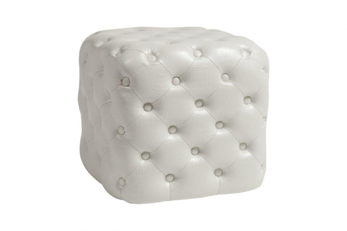 Пуфик квадратный с каретной стяжкой Tutti перламутровый