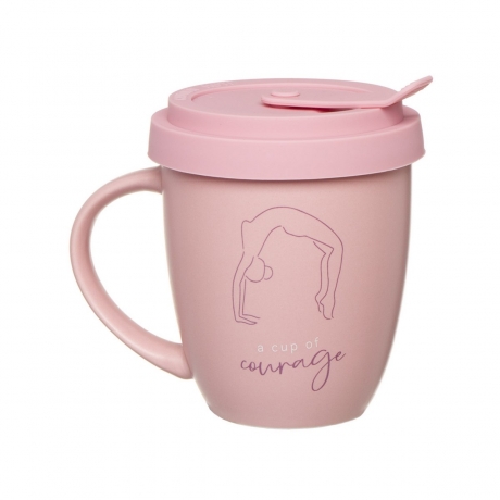 Кружка с силиконовой крышкой Yoga 360 мл. розовая, D'casa