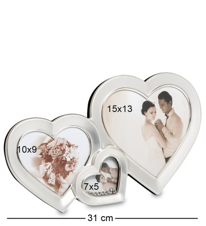 CHK-039 Фоторамка "Влюбленные сердца" (на 3 фото: 10х9, 7х5, 15х13)