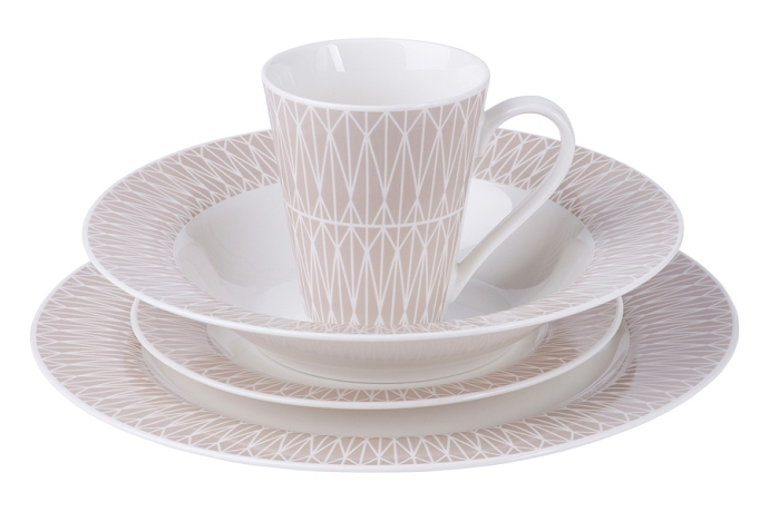 Обеденный набор на 4 персоны Зенит, серо-бежевый, 16 предметов Maxwell & Williams