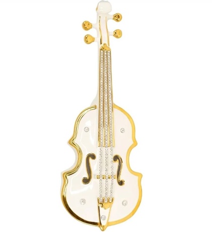 Скрипка, 47х17х8 см. EMOZIONI, керамика, swarovski, белый