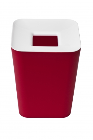 Корзина для мусора квадратная Hole белая/красная