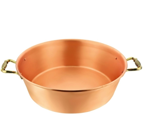 Таз, 6л. медный с латун. ручк. "Лист"