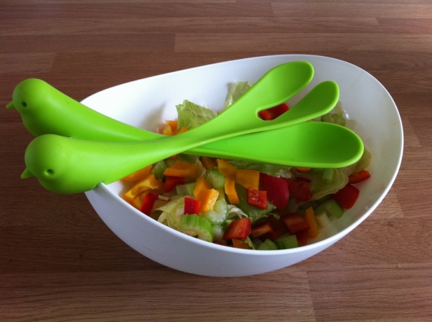 Салатница с ложками Sparrow, зеленая, Qualy