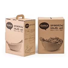 Салатница с ложками Sparrow, зеленая, Qualy