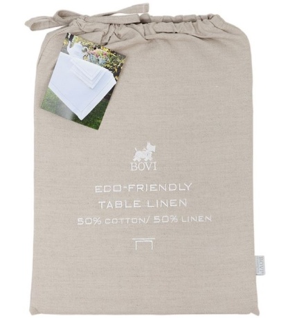 Скатерть в тканевом мешочке"EMY", 140х140см. льняной, BOVI