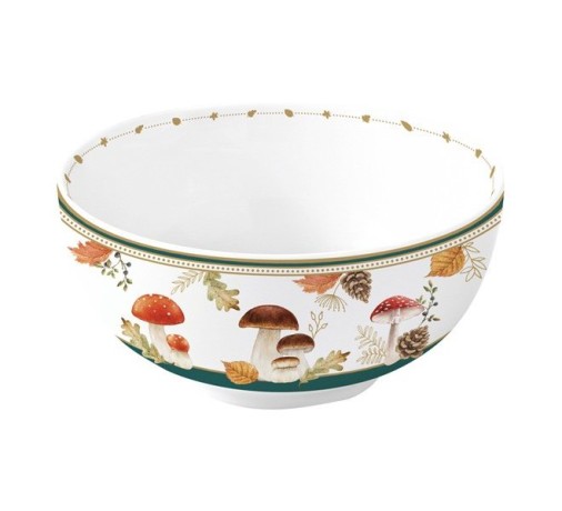 Пиала, 12х6 см, 300 мл, фарфор P, белая, Грибы и листья, Autumn Breeze, Easy Life