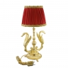Лампа настольная Лебеди Luxor, абажур ткань с золотой оторочкой, золото