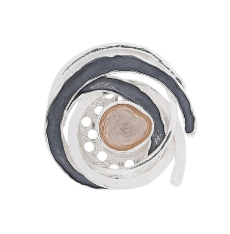 Брошь Круг эмаль XZ0973.2 BW/S Shadore