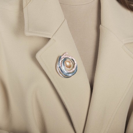 Брошь Круг эмаль XZ0973.2 BW/S Shadore