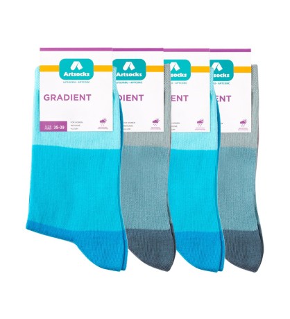 Носки женские (4 пары) Gradient ASW-0014 35-39 серый/голубой (Artsocks)