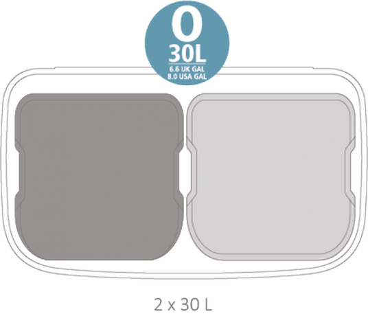 Мусорный бак Touch Bin Bo (2 х 30 л), Белый Brabantia