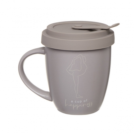Кружка с силиконовой крышкой Yoga 360 мл. серая, D'casa