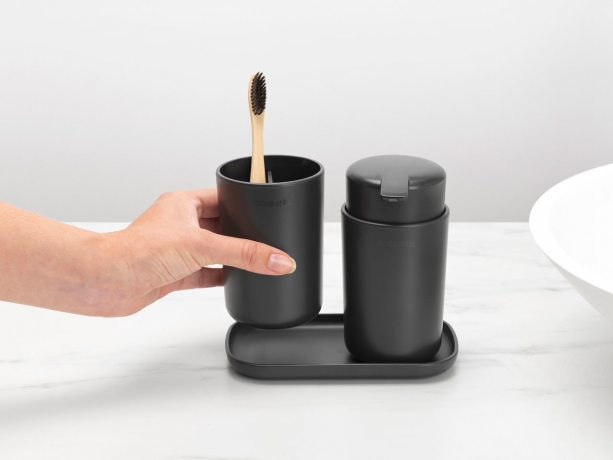 Стакан для зубных щеток ReNew, Темно-серый Brabantia