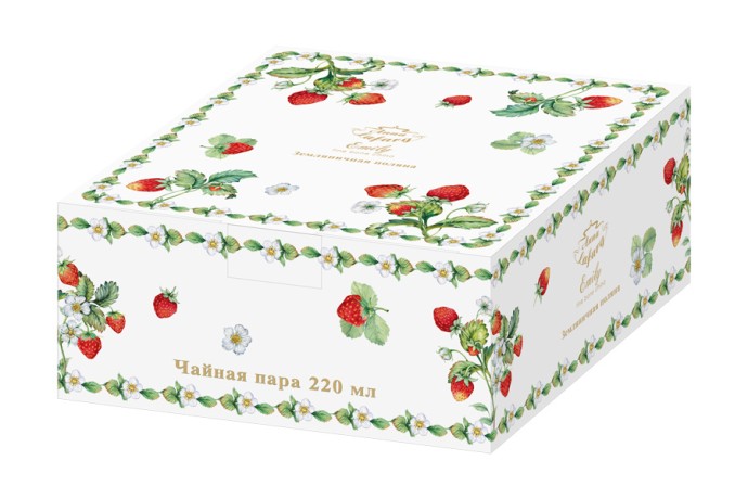 Чашка с блюдцем Земляничная поляна, 220 мл. Emily