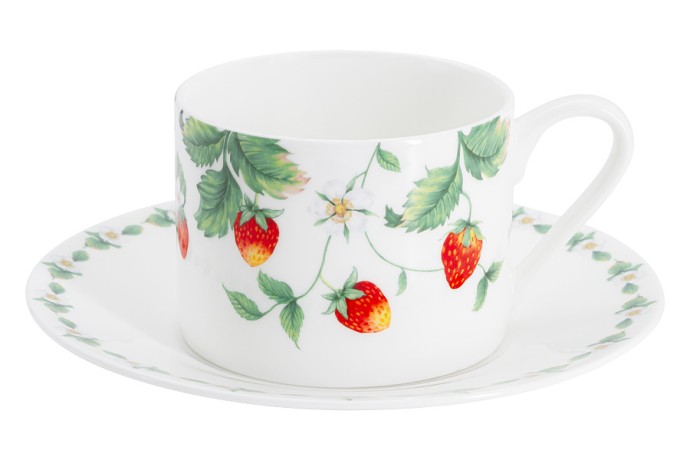 Чашка с блюдцем Земляничная поляна, 220 мл. Emily