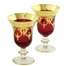 Бокалы для вина/воды DINASTIA ROSSO, набор 2 шт., хрусталь красный/декор, золото 24К